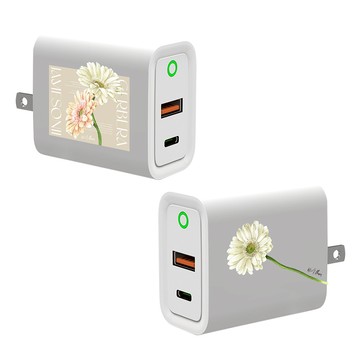【品牌聯名】浪花花藝希望非洲菊USB3.0+PD20W雙孔充電器