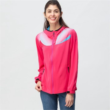 SASAKI 來自日本運動休閒領導品牌\t(女款)超輕量抗紫外線彈力功能連帽外套(中桃紅/水藍)(單層)/613165