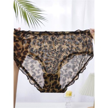 新款豹紋女士性感加大碼內褲女誘惑中腰舒適透氣大碼內褲
