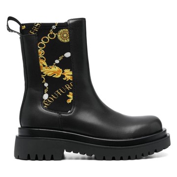 VERSACE JEANS COUTURE DREW BOOTIES BLACK GOLD 撞色女款鞋子