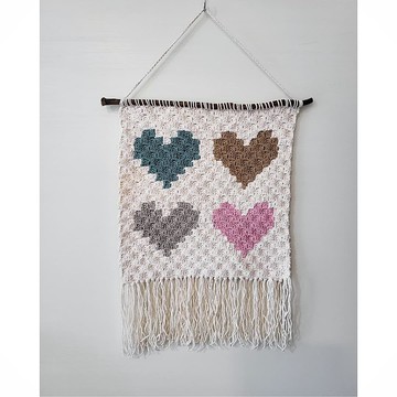 愛心壁挂裝飾/手工鉤針編織壁挂裝飾/Love crochet wallhanging