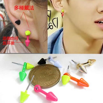 B1771 垂墜式三角尖錐耳環 鉚釘耳環 細耳針 韓國明星款 耳骨釘 抗過敏 鍍金屬