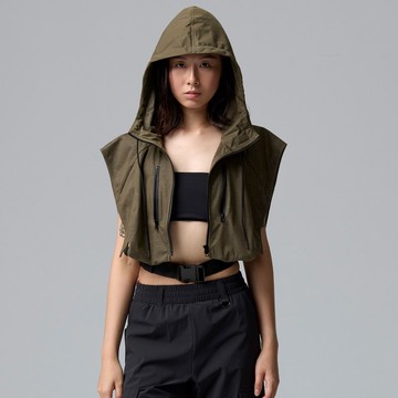 防潑水造型連帽短版背心-中性(多色)