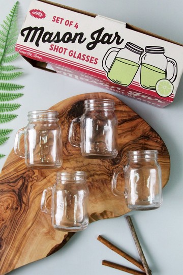 英國Temerity Jones紅色復古玻璃130ml小梅森杯(一組四杯入)