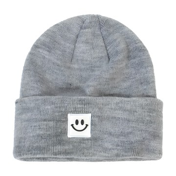 韓系時尚針織帽 嬰幼兒童款  M(17.8 x 18 x 19cm)  經典深灰笑臉