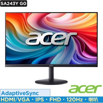 Acer 宏碁 SA243Y G0 24型電腦螢幕 AdaptiveSync technology ｜120hz 順暢畫面再提升