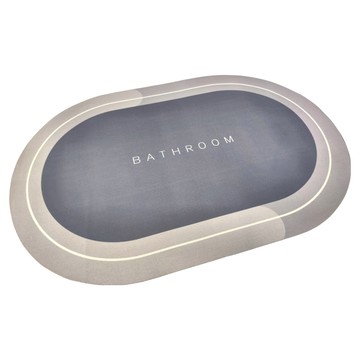 防滑矽藻土吸水地墊 橢圓型  超強快速吸水  強力防滑  清洗方便  不適用  灰色  1個