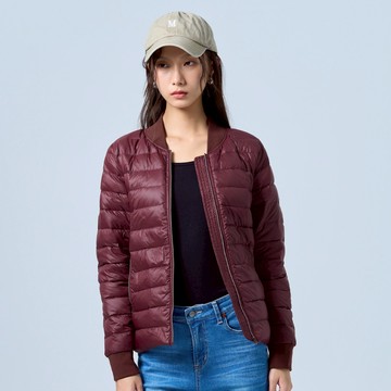 【ERSS】女裝 羽絨外套 羽絨外套女 女生外套 羅紋領 輕量 拉鍊口袋 朱紅 【K10182】