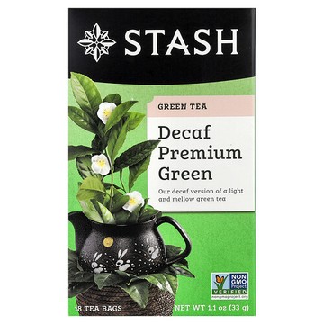 Stash Tea, 綠茶，脫因優質綠茶，18 茶包，1.1 盎司（33 克）