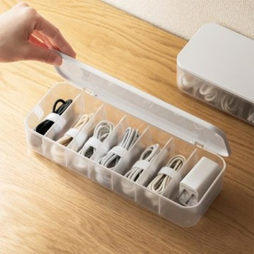 懶角落數據線收納盒電源手機充電線整理繞線器桌面理線集線盒便攜