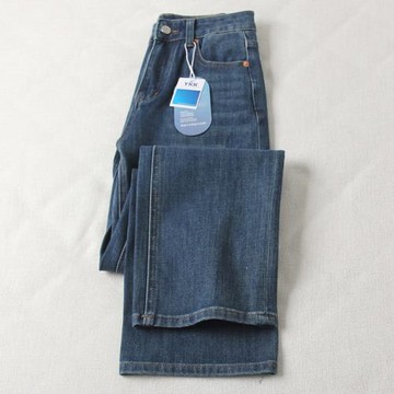 寶藏褲型~巨顯腿直！萬向彈高腰窄版闊腿牛仔褲顯瘦直筒長褲女秋