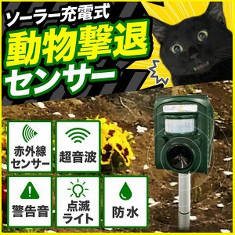 害獣撃退器 動物駆除器 対策 猫よけ 超音波強力 鳥よけ センサー ねこよけ とりよけ グッズ 猫避け 猫除け アニマルバリア 鳥