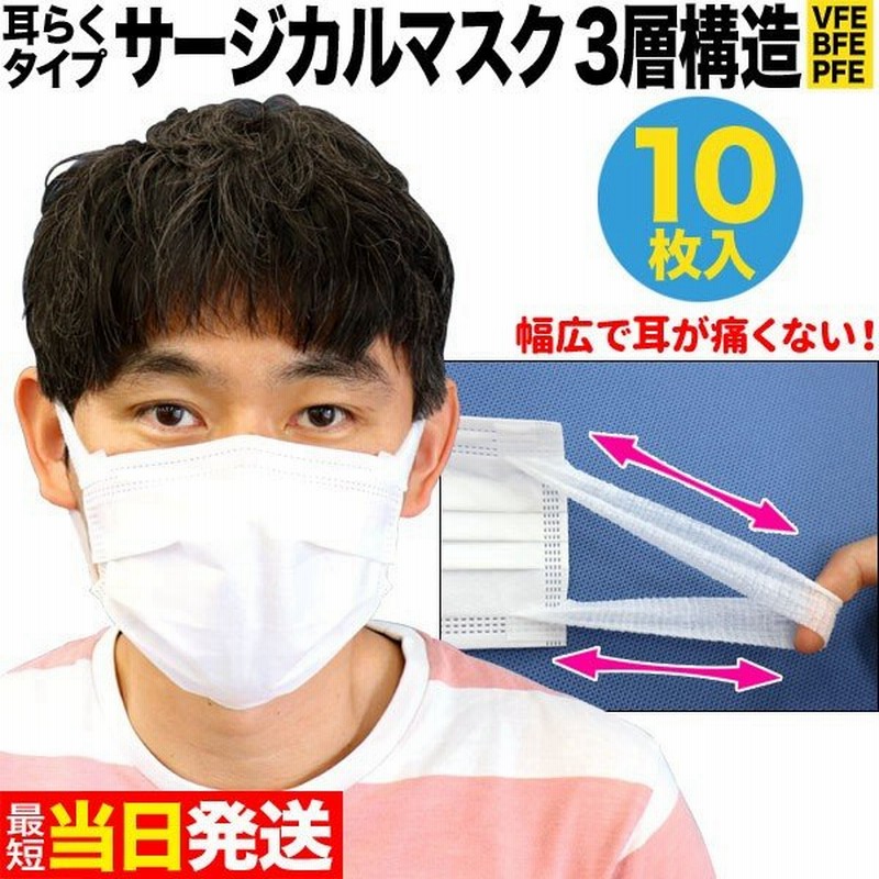日テレzip テレ東wbsで紹介 日本製 国産サージカルマスク 耳らくリラマスク 3層フィルター 不織布 使い捨て 個包装 10枚入り 普通サイズ 10枚入り 通販 Lineポイント最大get Lineショッピング