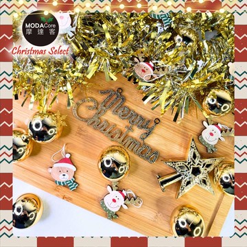 摩達客-聖誕裝飾配件包組~木質彩繪熊鹿金系（2尺樹適用）（不含聖誕樹/不含燈）_廠商直送