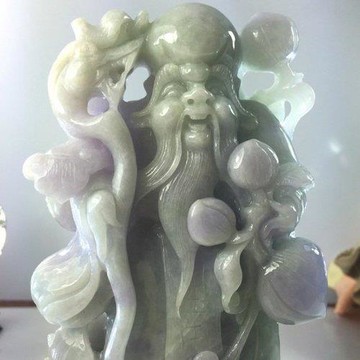 【絕世精品】【森茂珠寶】緬甸天然翡翠A貨 福祿壽星雕件 022881