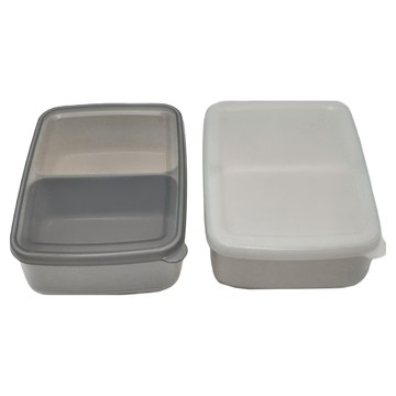 NAKAYA 日本午餐保鮮盒 分格式 14.6 x 10.6 x 4.8cm 440ml 2個  淺灰色 + 透明白色  1組