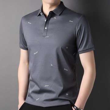 夏季新款休閑純棉短袖t恤男士翻領絲光棉半袖polo衫男裝寬松體恤