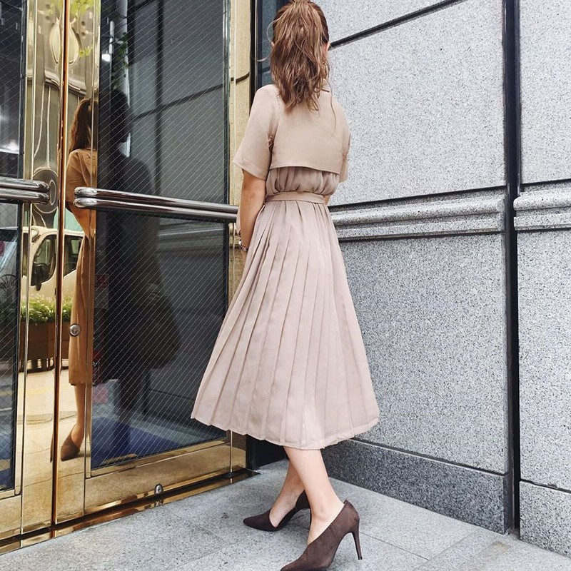 リエンダ Rienda バックプリーツシャツワンピース ライトベージュ 通販 Lineポイント最大1 0 Get Lineショッピング