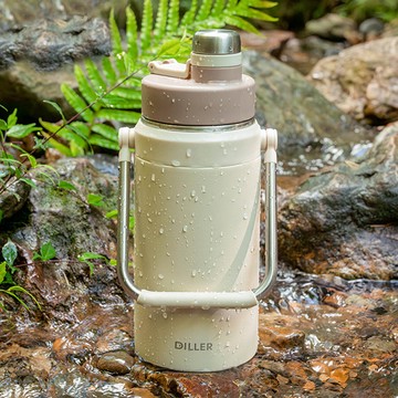 Well Life 悅生活 就是好提大容量 316不鏽鋼提把保溫杯  卡其色  1.1L  3個