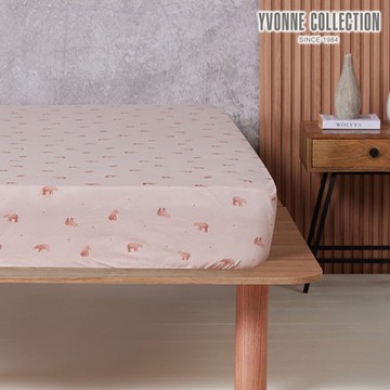 YVONNE 以旺傢飾 純棉馬來貘印花特大床包-香檳粉
