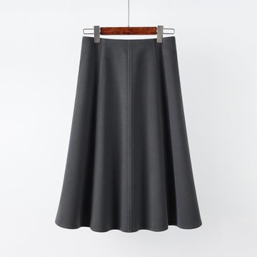 灰色毛呢半身裙2025新款秋冬季傘裙過膝中長款氣質a字裙高腰擺裙