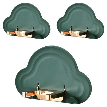 吹風機摺疊置物架 3個 原野綠 免打孔安裝 浴室收納