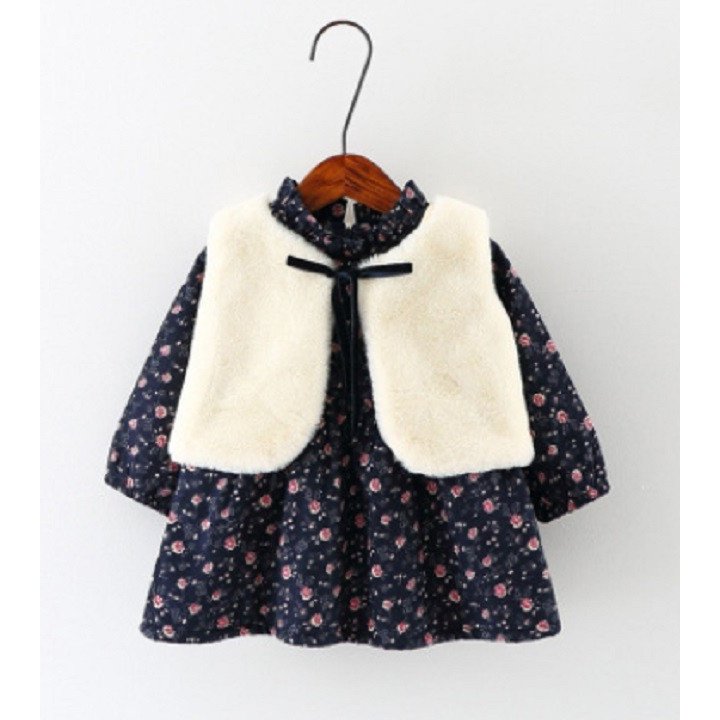 子供服 女の子 赤ちゃん ベビー ワンピース 花柄 秋服 冬服 モコモコ ベスト付 可愛い 通販 Lineポイント最大0 5 Get Lineショッピング