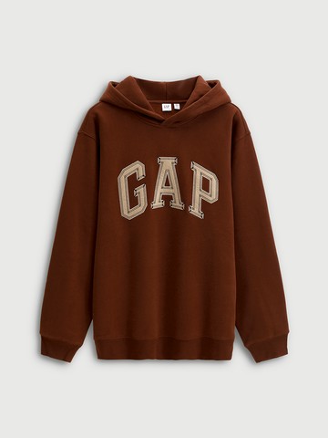 男裝 Logo刺繡帽T-棕色