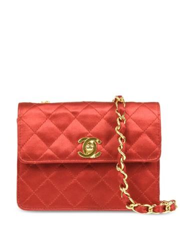 CHANEL Pre-Owned - 1990 mini Classic Flap shoulder bag - women - Satin - One Size - Red