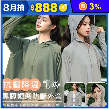 冰絲涼感黑膠大帽檐斗篷防曬外套