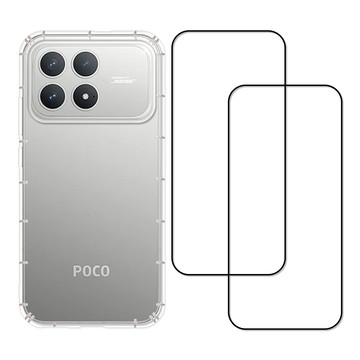 RedMoon POCO F8 Pro/F8 Ultra/F7 5G 手機殼貼3件組 空壓殼鏡頭增高版-9H玻璃保貼2入