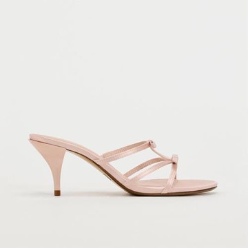 ZA2025夏季新款露趾蝴蝶結高跟涼拖鞋沙灘度假風一字帶圓頭高跟鞋