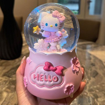 【臺灣-出貨】可愛凱蒂貓KT貓咪飄雪八音盒音樂盒水晶球擺件小女孩兒童生日禮物KSHI3