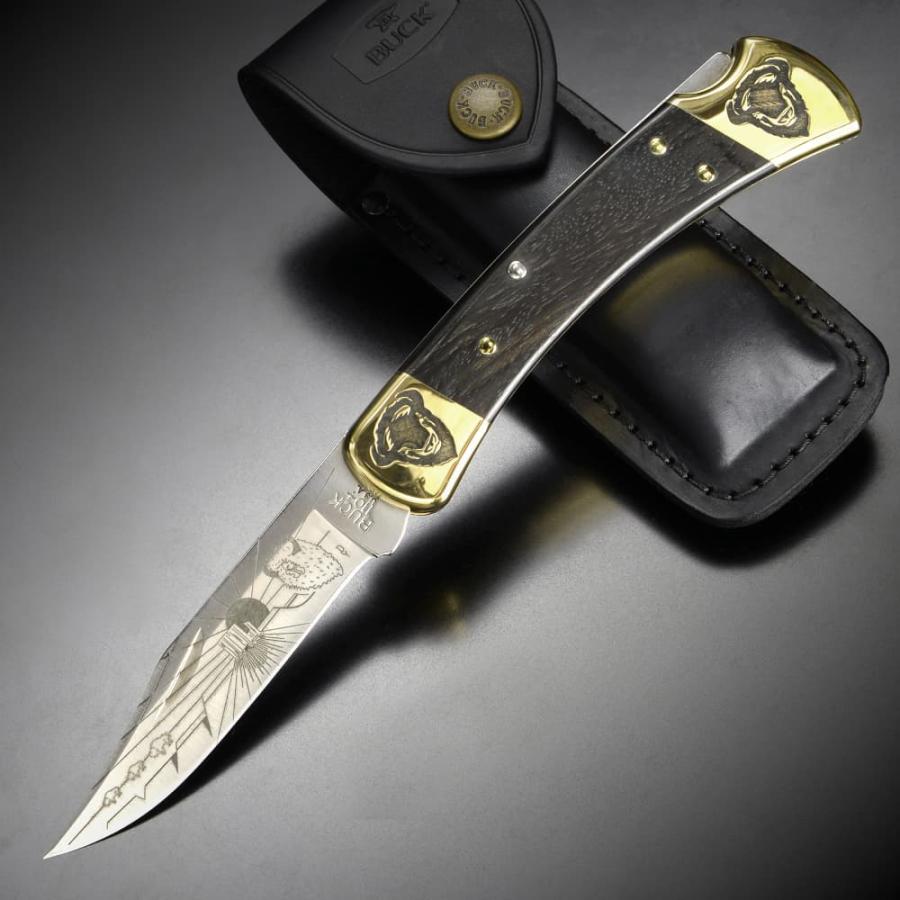 BUCK 折りたたみナイフ 限定品 イエローホースカスタム バッファロー刻印 バックナイフ Folding Hunter