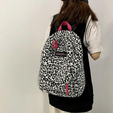 豹紋後背包 日系 豹紋 書包女大學生韓版原宿ulzzang 大容量 背包 潮ins熱門 後背包台灣出貨�