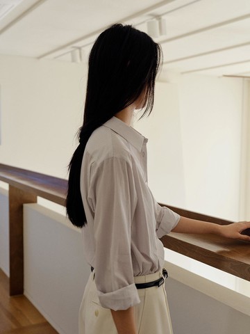 Aurelius KAGEYAMA JAPAN FABRIC Stripe Shirt [Pale-Gray]