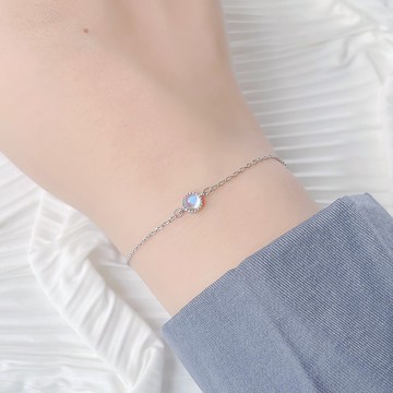 月光石925純銀杯子蛋糕手鍊