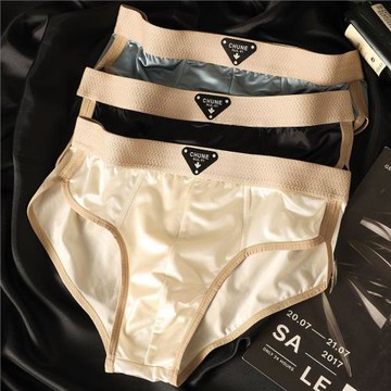 冰絲男士內褲男三角褲輕奢高檔薄款透氣柔軟亮面男款新款運動短褲