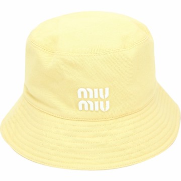 miu miu 字母刺繡斜紋棉質漁夫帽(黃色)