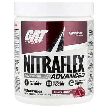 GAT, 運動，NITRAFLEX® Advanced，鍛鍊前配方，黑櫻桃味，10.5 盎司（297 克）