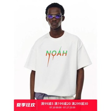NOAH MARS小眾潮牌雙拼色閃電夏季寬松美式休閑百搭純棉短袖T恤男