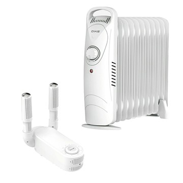DIKE 機械式油燈恆溫電暖器+活性碳恆溫定時紫外線烘鞋機 超值組 HLE600WT+HLE910WT
