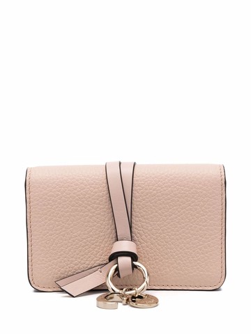 Chloé - logo-charm leather wallet - women - Cotton/Calf Leather/Calf Leather/Polyester - One Size - Neutrals