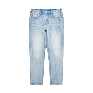 江戶勝 日系 男裝 經典淺色窄管直筒牛仔褲(漂淺藍) #褲子