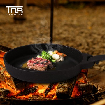 韓式鑄鐵烤盤戶外方形煎蛋鍋圓形平底鍋迷你煎盤不粘煎鍋燒烤戶外用品 露營用品 露營小物