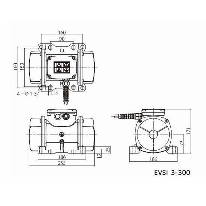 エクセン 低周波振動モーター EVSI3-300 2極3相200V [配送制限商品