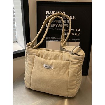 秋冬大容量棉服包包女百搭輕便羽絨單肩包大學生通勤尼龍布斜挎包