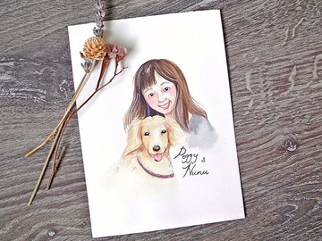 【客製化禮物】水彩寵物與人像似顏繪