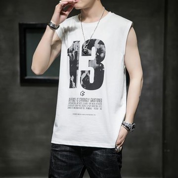 夏季男士無袖背心潮牌個性潮流籃球冰絲坎肩汗衫運動健身純棉外穿