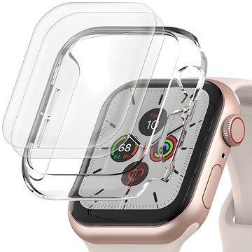 SINJIMORU 自我修復TPU螢幕保護貼 2片 + 硬殼保護殼  Apple Watch 6 / 5 / 4 / SE2 / SE 40mm  水晶透明  1組